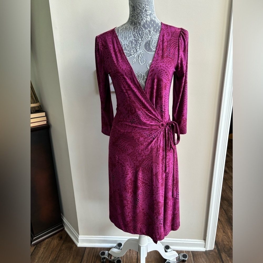 Express Midi Minimalist Wrap Dress Fairy Stretch Flowy Romantic Womens Small
